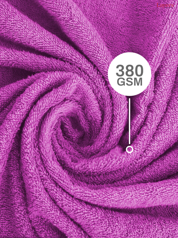 100% Cotton Towel Combo, 380 GSM Purple, Everfresh (1 Bath Towel, 1 Hand Towel & 1 Face Towel)