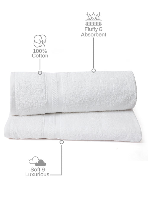 100% Cotton Bath Towel, 450 GSM, Pack of 2, Aqua Plush Collection