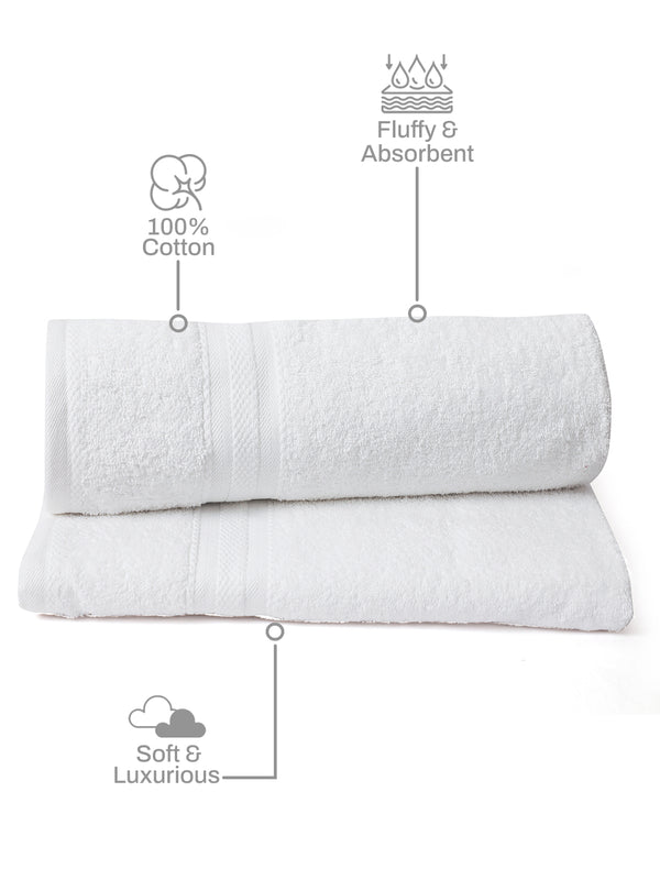 100% Cotton Bath Towel, 450 GSM, Pack of 2, Aqua Plush Collection