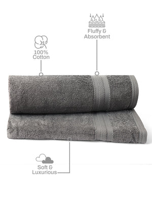 100% Cotton Bath Towel, 450 GSM, Pack of 2, Aqua Plush Collection