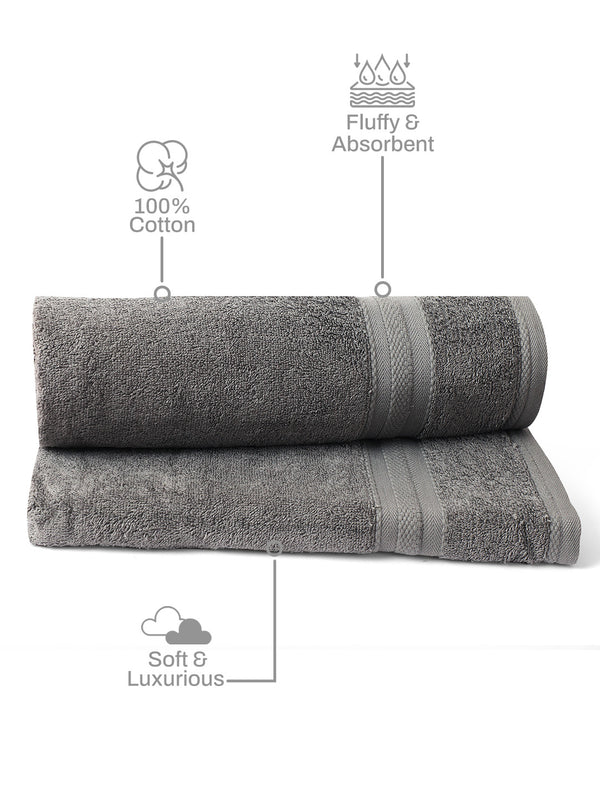 100% Cotton Bath Towel, 450 GSM, Pack of 2, Aqua Plush Collection