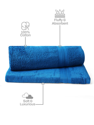 100% Cotton Bath Towel, 450 GSM, Pack of 2, Aqua Plush Collection