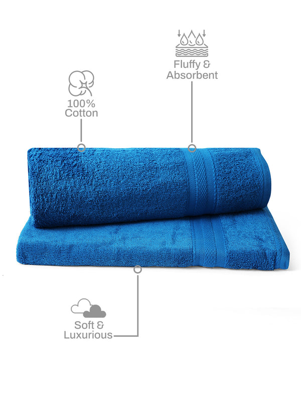 100% Cotton Bath Towel, 450 GSM, Pack of 2, Aqua Plush Collection