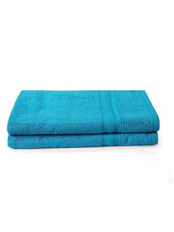 100% Cotton Bath Towel, 450 GSM, Pack of 2, Aqua Plush Collection