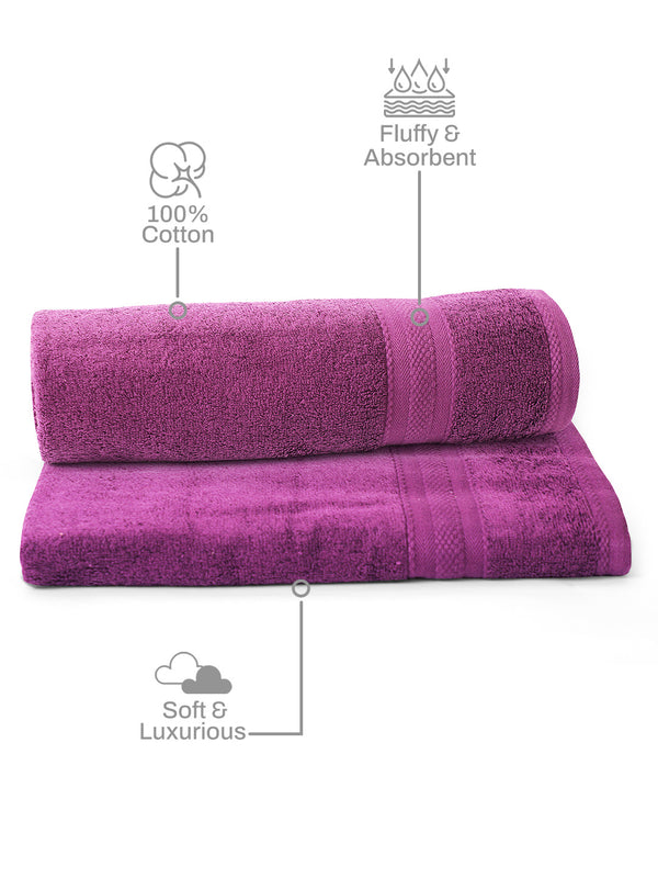 100% Cotton Bath Towel, 450 GSM, Pack of 2, Aqua Plush Collection