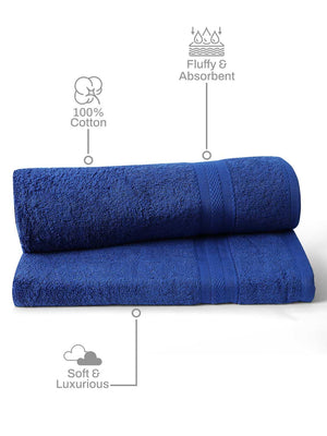 100% Cotton Bath Towel, 450 GSM, Pack of 2, Aqua Plush Collection