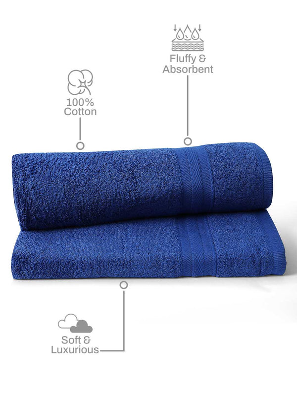 100% Cotton Bath Towel, 450 GSM, Pack of 2, Aqua Plush Collection