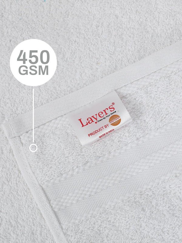 100% Cotton Hand Towel, 450 GSM, Pack of 4, Aqua Plush Collection