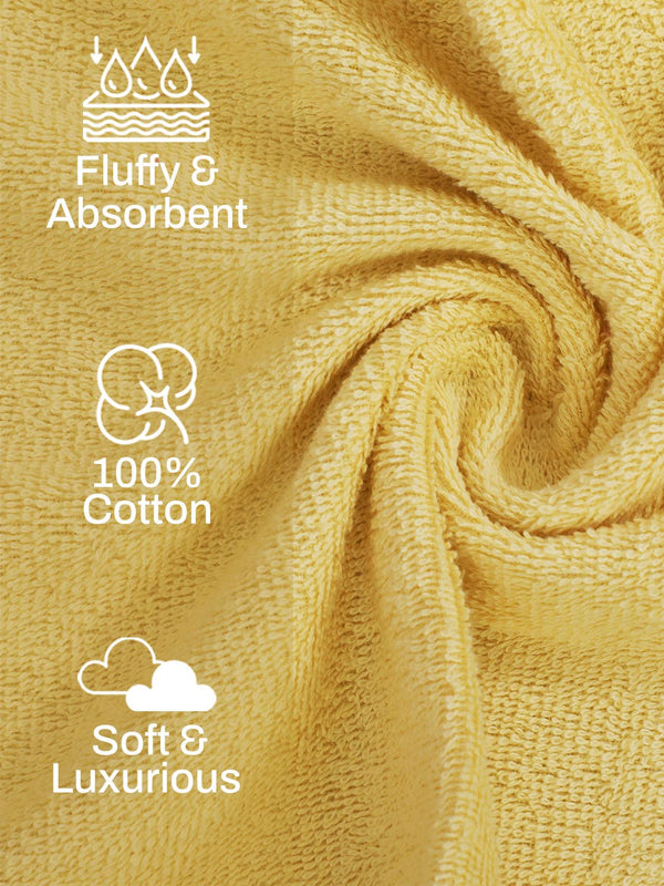 100% Cotton Hand Towel, 450 GSM, Pack of 4, Aqua Plush Collection