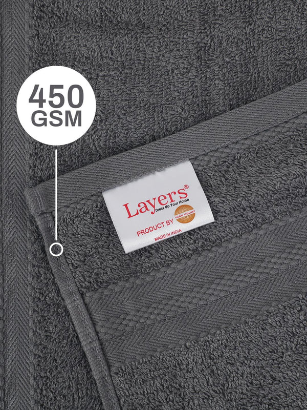 100% Cotton Hand Towel, 450 GSM, Pack of 4, Aqua Plush Collection