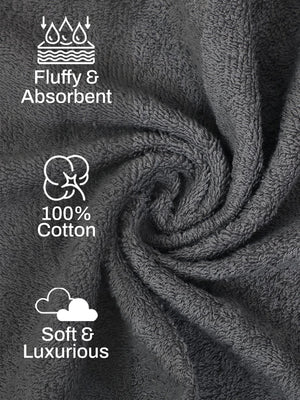 100% Cotton Hand Towel, 450 GSM, Pack of 4, Aqua Plush Collection