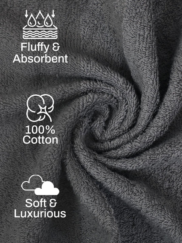 100% Cotton Hand Towel, 450 GSM, Pack of 4, Aqua Plush Collection