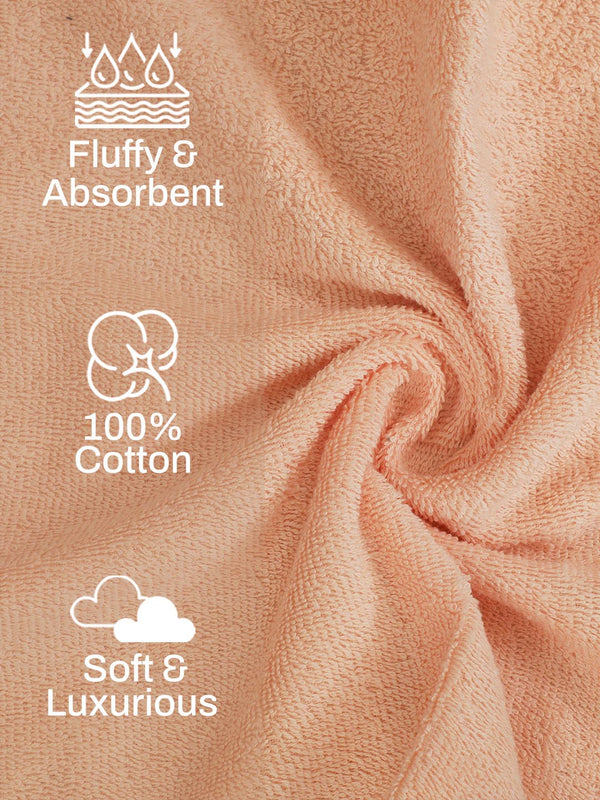 100% Cotton Hand Towel, 450 GSM, Pack of 4, Aqua Plush Collection