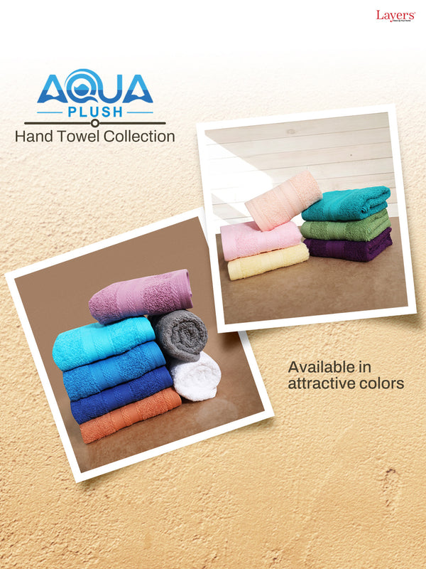 100% Cotton Hand Towel, 450 GSM, Pack of 4, Aqua Plush Collection