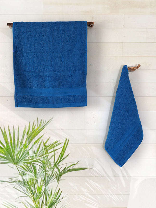 100% Cotton Hand Towel, 450 GSM, Pack of 4, Aqua Plush Collection