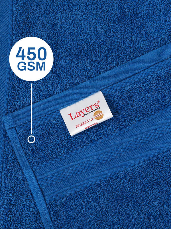 100% Cotton Hand Towel, 450 GSM, Pack of 4, Aqua Plush Collection