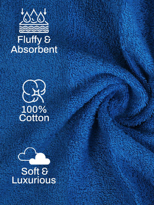 100% Cotton Hand Towel, 450 GSM, Pack of 4, Aqua Plush Collection