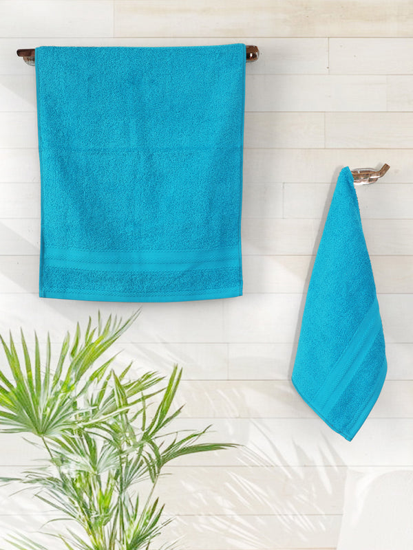 100% Cotton Hand Towel, 450 GSM, Pack of 4, Aqua Plush Collection