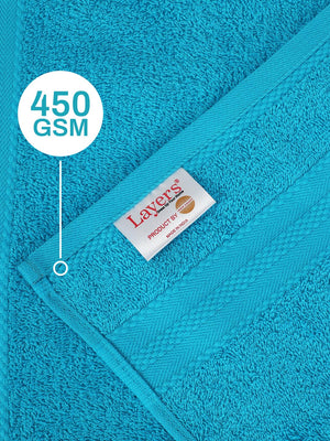 100% Cotton Hand Towel, 450 GSM, Pack of 4, Aqua Plush Collection