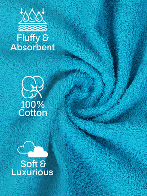100% Cotton Hand Towel, 450 GSM, Pack of 4, Aqua Plush Collection