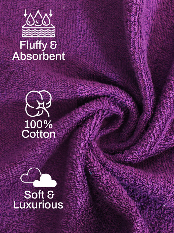100% Cotton Hand Towel, 450 GSM, Pack of 4, Aqua Plush Collection
