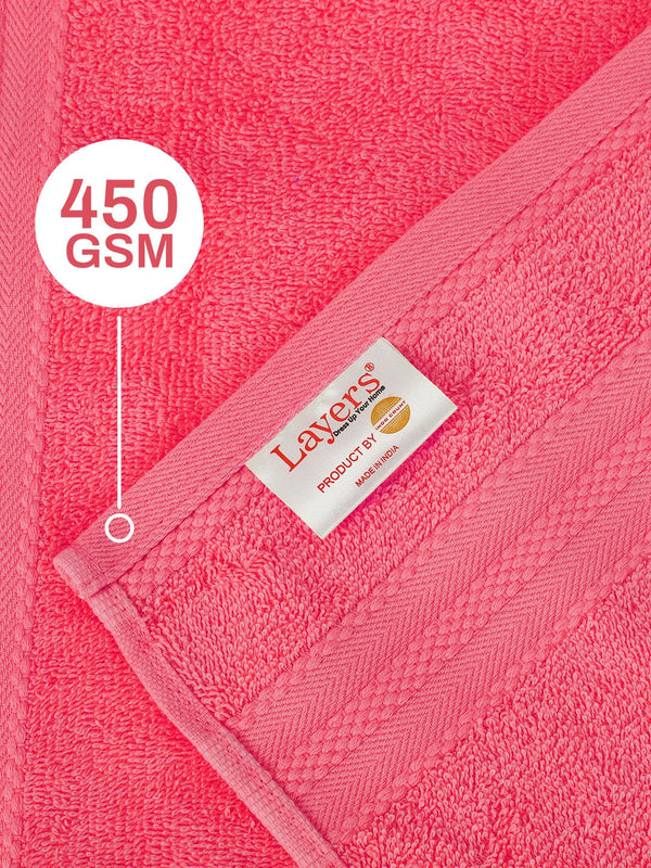100% Cotton Hand Towel, 450 GSM, Pack of 4, Aqua Plush Collection