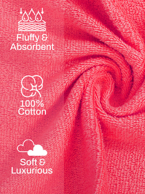 100% Cotton Hand Towel, 450 GSM, Pack of 4, Aqua Plush Collection