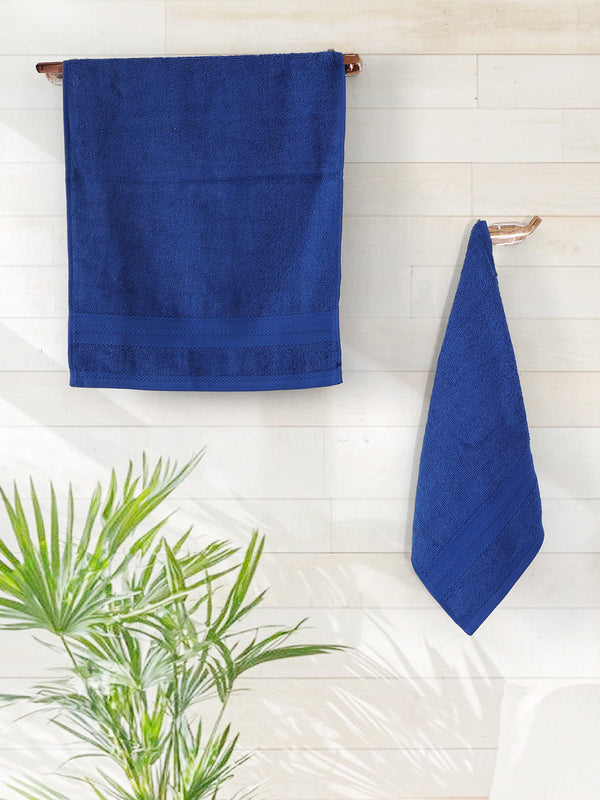 100% Cotton Hand Towel, 450 GSM, Pack of 4, Aqua Plush Collection