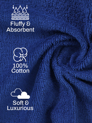 100% Cotton Hand Towel, 450 GSM, Pack of 4, Aqua Plush Collection