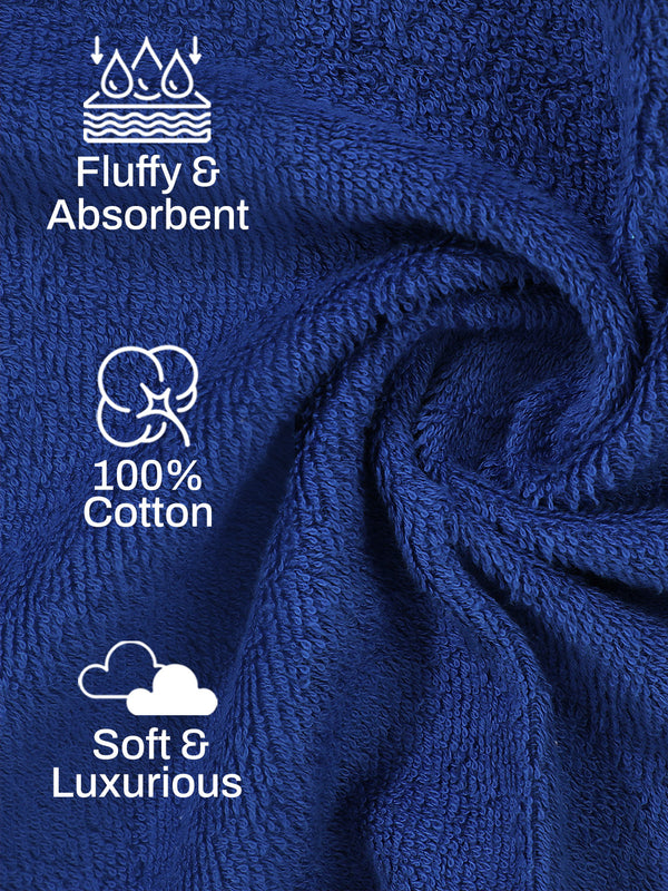 100% Cotton Hand Towel, 450 GSM, Pack of 4, Aqua Plush Collection