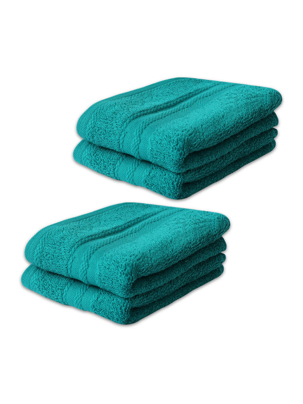 100% Cotton Hand Towel, 450 GSM, Pack of 4, Aqua Plush Collection