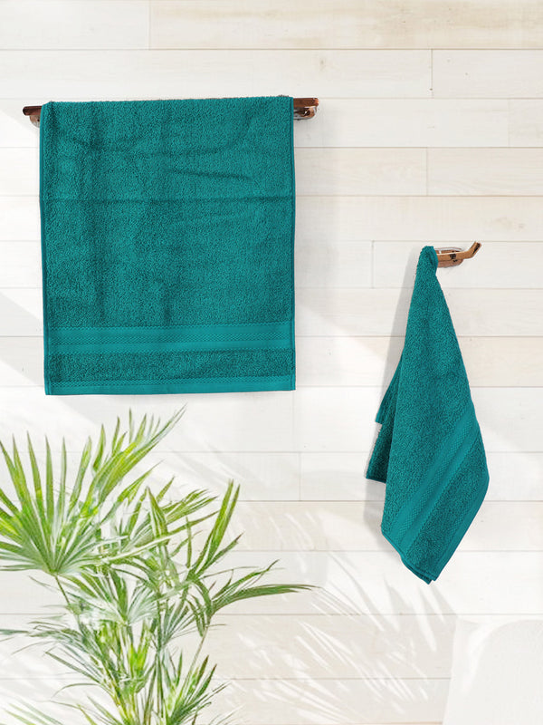 100% Cotton Hand Towel, 450 GSM, Pack of 4, Aqua Plush Collection