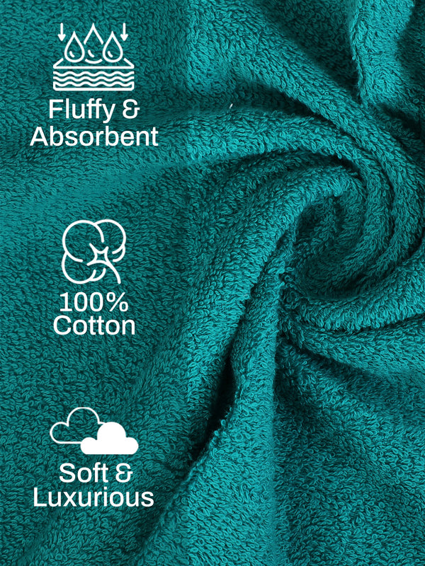 100% Cotton Hand Towel, 450 GSM, Pack of 4, Aqua Plush Collection
