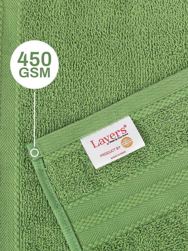 100% Cotton Hand Towel, 450 GSM, Pack of 4, Aqua Plush Collection