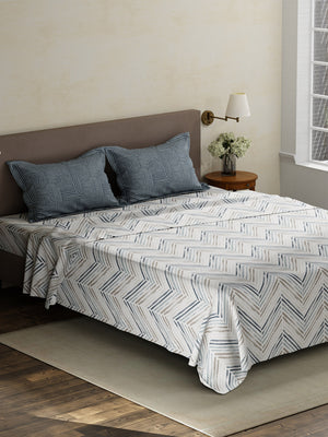 100% Cotton King Bedsheet Set, 180 TC Printed, Pristine Collection