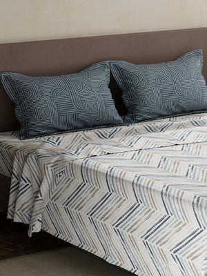 100% Cotton King Bedsheet Set, 180 TC Printed, Pristine Collection
