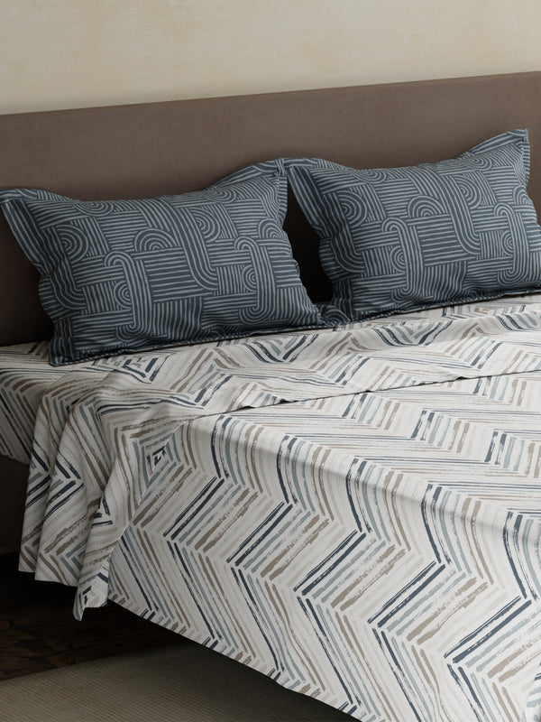100% Cotton King Bedsheet Set, 180 TC Printed, Pristine Collection