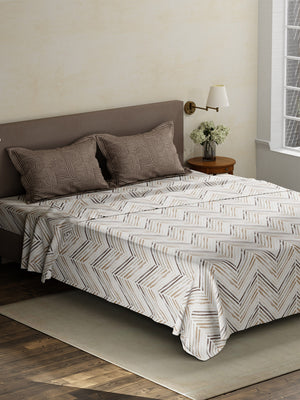 100% Cotton King Bedsheet Set, 180 TC Printed, Pristine Collection