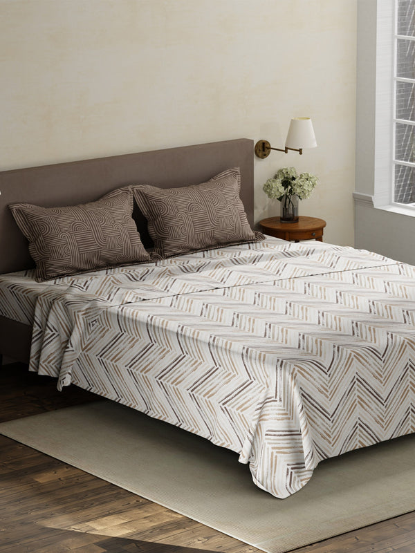 100% Cotton King Bedsheet Set, 180 TC Printed, Pristine Collection