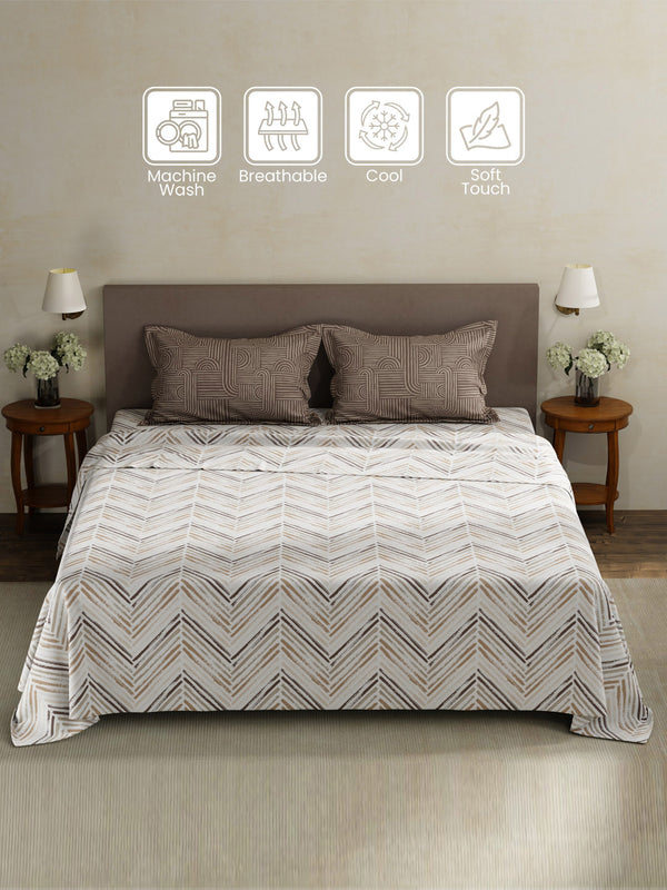 100% Cotton King Bedsheet Set, 180 TC Printed, Pristine Collection
