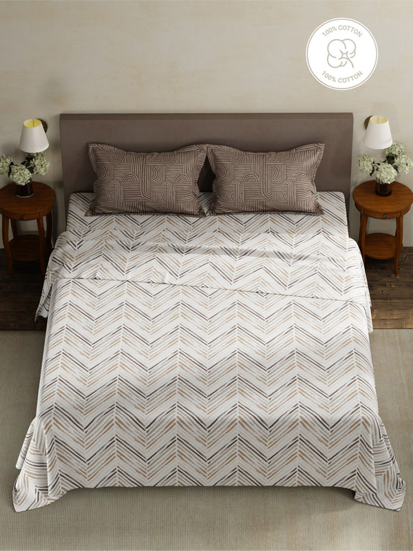 100% Cotton King Bedsheet Set, 180 TC Printed, Pristine Collection
