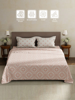 100% Cotton King Bedsheet Set, 180 TC Printed, Pristine Collection