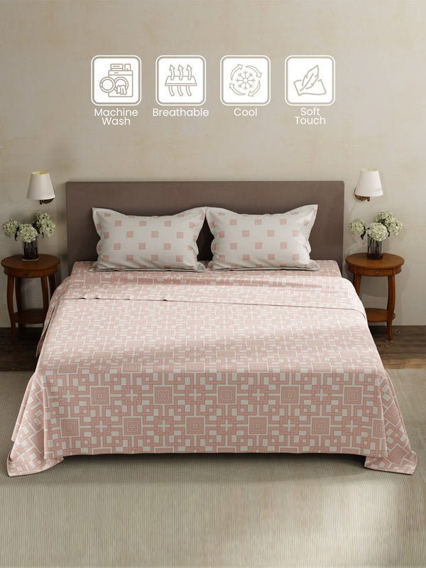 100% Cotton King Bedsheet Set, 180 TC Printed, Pristine Collection