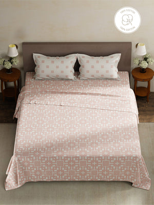 100% Cotton King Bedsheet Set, 180 TC Printed, Pristine Collection