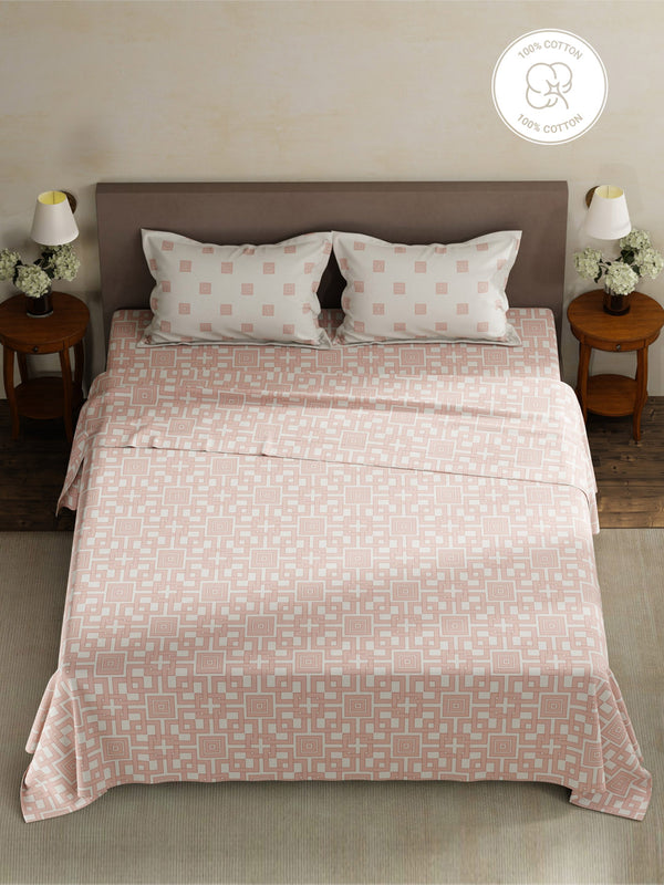 100% Cotton King Bedsheet Set, 180 TC Printed, Pristine Collection