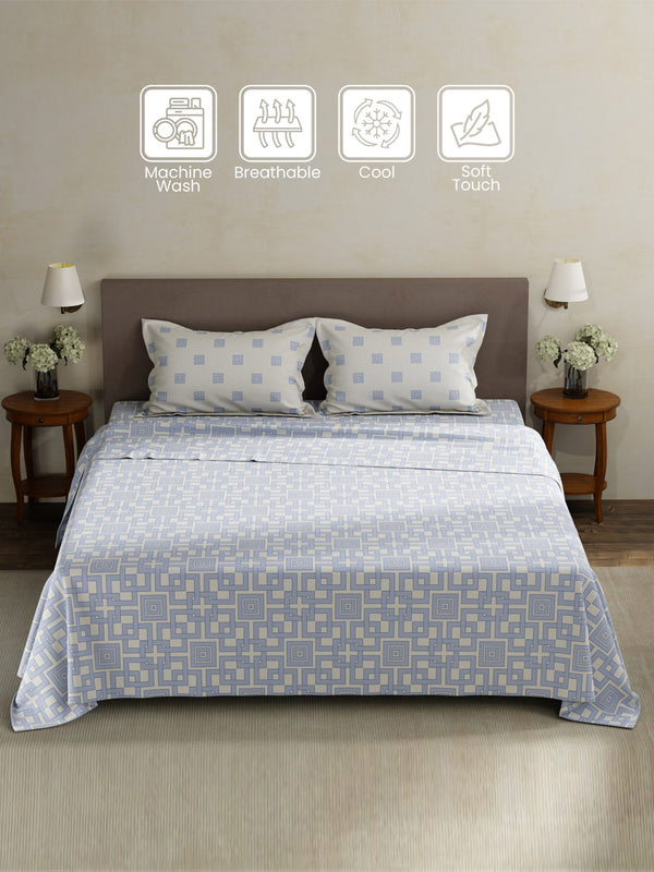 100% Cotton King Bedsheet Set, 180 TC Printed, Pristine Collection