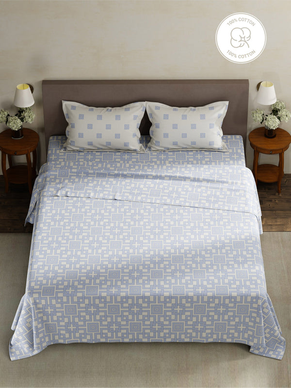 100% Cotton King Bedsheet Set, 180 TC Printed, Pristine Collection