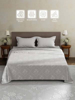 100% Cotton King Bedsheet Set, 180 TC Printed, Pristine Collection