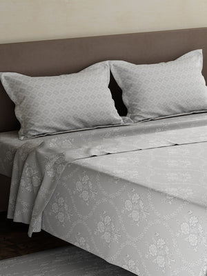100% Cotton King Bedsheet Set, 180 TC Printed, Pristine Collection