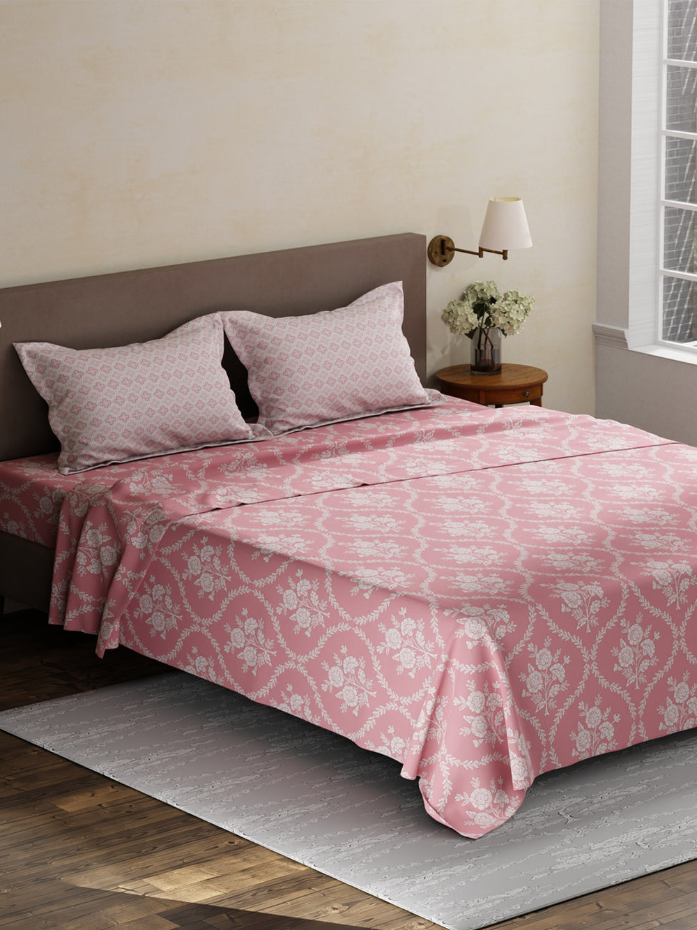 100% Cotton King Bedsheet Set, 180 TC Printed, Pristine Collection